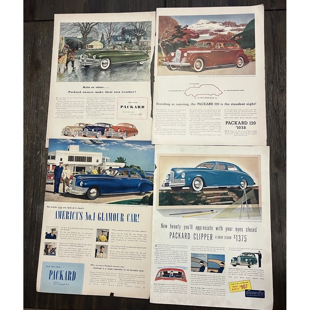 Vintage Packard Motors Print Ads Lot of 4 Clipper 1940s